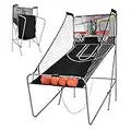 GOPLUS Jeu de Basketball Arcade Pliable Panier Basket Intérieur Extérieur 2 Paniers et 4 Ballons, 8 Modes de Jeux, Capteur Électrique, LED Score, 4 Boutons de Fonctionnement, 202 x 110 x 205CM