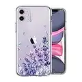 KEXAAR iPhone 11 Case, iPhone 11 Cute Case with Flowers, Purple Lavender Flowers Design for Girls Woman, Clear Floral Pattern Hard Back Soft Bumper Shockproof Skin Cover Phone Case (Lavender 11)