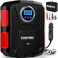 FORTEM Tyre Inflator Air Compressor, Car Tyre Pump, Car Tyre Inflator 12v, Electric Car Pump For Tyres w/LED Light, Digital Tyre Inflator for Bikes, Auto Pump/Shut Off, Carrying Case (RED)