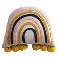 vctops Rainbow Cotton Tufted Throw Pillow Tassels Colorful Cushion Decorative Pillowcase with Pillow Insert for Sofa Bed Living Room (RainbowA,18"x18")