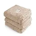 1 Pack 3 Calming Blankets Fluffy Premium Fleece Pet Blanket Soft Sherpa Throw for Dog Puppy Cat Beige Small (23" x16'')