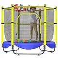 Asee'm 60" Trampoline for Kids with Net - 5 FT Indoor Outdoor Toddler Trampoline with Safety Enclosure for Fun, Toddler Baby Small Trampoline Birthday Gifts for Kids, Gifts for Boy and Girl, Age 1-8