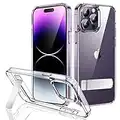 JETech Kickstand Case for iPhone 14 Pro 6.1-Inch (NOT for iPhone 14 Pro Max 6.7-Inch), Support Wireless Charging, Slim Shockproof Bumper Phone Cover, 3-Way Metal Stand (Clear)