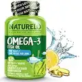 NATURELO Premium Omega-3 Fish Oil - 1100 mg Triglyceride Omega 3 - High Strength Burpless DHA EPA Supplement - Best for Brain Heart Joint Health - 60 Softgels | 2 Month Supply