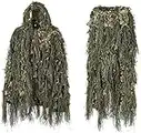 vikitim Wald Ghillie Suit, Ghillie Suit Tarnanzug Jagd, 3D-Camouflage-Jagdanzug, Outdoor-Jagd Ghillie Anzug für Militär, Paintball, Airsoft, Wildlife-Fotografie