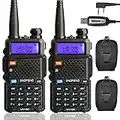 UV-5R 5W Handheld Ham Radio Walkie Talkie Dual Band Two Way Radio with Rechargeable 1800mAh Battery & Radio Case, 2 Pack