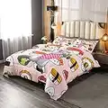 Lindo juego de ropa de cama de gato para niñas y niños, lindo gatito edredón de dibujos animados Sushi Down edredón círculo inserto/edredón tamaño King