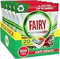 Fairy Platinum Detersivo Pastiglie Lavastoviglie Plus, Brillantante, 100 Capsule Lavastoviglie, Limone, Tecnologia Anti-Opaco Con Azione Brillantante, Contro Il Grasso E Le Incrostazioni Ostinate