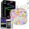 33FT 100LED Smart Christmas Lights String Lights with APP Bluetooth and Remote Control, DIY Color Timing Music Sync, IP65 Rope Fairy Light 16 Million RGB,USB Powered Light for Bedroom,Ceiling, Wedding