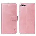 LOLFZ Wallet Case for iPhone 7 Plus 8 Plus, Vintage Leather Book Case with Card Holder Kickstand Magnetic Closure Flip Case Cover for iPhone 7 Plus 8 Plus - Rose Gold