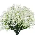 URSTOUD 6 Bundles Artificial Daffodils Flowers, Fake Artificial Greenery UV Resistant No Fade Faux Plastic Plants for Wedding Bridle Bouquet Indoor Outdoor Garden Kitchen Office Table Vase (White)