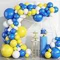 124PCS Blue Yellow White Balloon Garland Arch Kit, 18 12 5 inch Matte Blue White Yellow Balloons Garland Kit, Decoration Balloons for Birthday Baby Shower Wedding Anniversary Picnic Festival Party