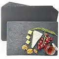 Set di 6 Piatti in Ardesia Rettangolari - 30x20 cm - Piatti di Pietra per Aperitivi, Formaggio, Salumi, Sushi, Antipasti