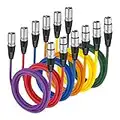 NEEWER Confezione da 6 cavi da 1m XLR maschio a XLR femmina, colorati, cavi per microfono sigillati in gomma, per un collegamento bilanciato (verde, blu, viola, rosso, giallo e arancione)