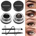 Boobeen 2 Colors Liner Eyeliner Gel Waterproof - Eyebrow Colors Gel Formula Long Lasting - Eye Makeup Set with 2 Pack Eyeliner Brush and Brow Brush