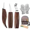 Wood Carving Tools, 7 in 1 Wood Carving Kit with Carving Hook Knife, Wood Whittling Knife, Chip Carving Knife, Gloves, Carving Knife Sharpener for Beginners Woodworking kit