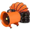 VEVOR Utility Blower 12 inch Ventilator Blower 2800RPM Extractor Fan Blower Portable Industrial High Velocity Blower with 10 m Flexible PVC Ducting(with 10m Hose)