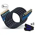 MutecPower PREMIUM Pack of 5 HDMI cables + 2 cable ties - 2 meter - Blue braided - 5 pack 2M