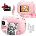 MINIBEAR Fotocamera istantanea per bambini fotocamera digitale da 40MP con carta da stampa fotocamera giocattolo bambini con videocamera per selfie con schermo da 2,4 pollici e scheda TF da 32G(rosa)