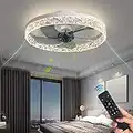 KINDLOV Modern Indoor Flush Mount Ceiling Fan with Lights,Dimmable Low Profile Ceiling Fans with Remote Control,Smart 3 Light Color Change and 6 Speeds for Bedroom Living Room Kitchen,White