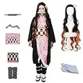 kelihood Costume d'anime japonais Demon Slayer : Kimetsu no Yaiba Kamado Nezuko avec embouts en bambou pour adulte - Costume d'Halloween - Taille XL