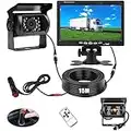 Car Reversing Camera Kit 7" TFT LCD Screen HD Monitor 12V-24V parking Sensor kit Night Vision Waterproof Rear View Reversing Backup Camera with 15M Cable for RV Bus Truck Trailer