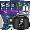 Waxing Kit- Anruz Women Men Wax Kit for Hair Removal - For Sensitive Skin, Eyebrows, Brazilian, Face, Bikini - Home Use Digital Wax Warmer with 5 Bags Hard Wax Beads (17.5 oz. total)