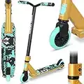 Joycruise Stunt Scooter Pro Trick Scooters for Kids & Teenagers Age 6+ Boys Girls, Kick Freestyle Beginner Scooter 360° Spin Handlebar, Robust Aluminum Frame 100mm Smooth Wheels (Black Gold)