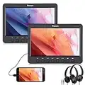 NAVISKAUTO 10.1" Dual Car DVD Players with HDMI Input, 2 Headphones, 2 Mounting Bracket, Support Sync Smart Phone/TV, Region Free(2 Headrest DVD Players) (BN1038B)