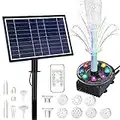 Forever Speed 10W LED Solar Fountain Pump with Remote Control, Double Fountain Solar Water Fountain Pump with Battery for Garden, Small Pond, Bird Bath Max Water Spray Height 0.85M 230L/H