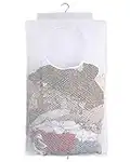ALYER Breathable Mesh Laundry Hamper,Foldable Hanging Storage Basket,Portable Space Saving Storage Bag (White)
