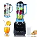 Blender Mixeur Professionnel Mélangeur Multifonction 3 En 1 Smoothie Maker,Blender avec fonction minuterie 3L,1200W Électrique Blender Mixer 6 Lames Acier Mixeur Robot Culinaire Nettoyage Automatique