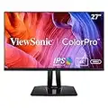 ViewSonic VP2756-4K 27-inch 2160p UHD Professional Monitor, 100% sRGB, Pantone Validated, Pre-Calibrated USB Type-C, HDMI, DisplayPort, for Graphic Design, Photo & Video Editing