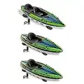 Intex Challenger K2 2 Person Inflatable Kayak and Challenger K1 1 Person Inflatable Kayaks with Aluminum Oars and Hand Pump, (2 Pack)