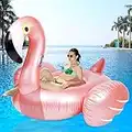 Giant Inflatable Flamingo Ride On Pool Float, Blow Up Pool Floatie with Fast Valves Swimming Floating Raft, Lounge, Summer Party Decorations Toys for Kids Adults, Large