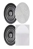 Pyle 8.0” Ceiling Wall Mount Speakers - Pair of 2-Way Full Range Sound Stereo Speaker Audio System Flush Design w/ Electronic Crossover Network 40Hz-20kHz Frequency Response & 250 Watts Peak - PDIC35