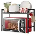 NETEL 2 Livelli Allungabile Mensola Microonde/Ripiano Microonde/Scaffale Cucina/Mobile per Microonde/Supporto per Forno a Microonde Organizer da Cucina Salvaspazio Nero