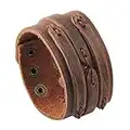 GelConnie Brown Leather Cuff Bracelet Punk Belt Braided Wrap Bracelet Viking Bangle Handmade Woven Wristband for Women, Men LPB005