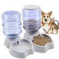 Czemo Set di Mangiatoia Automatica per Animali Domestici 3.8L, Confezione da 2, Distributori Automatici di Cibo/Acqua per Gatti e Cani, Alimentatore Grande Capacità (Grigio)