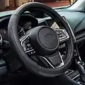 Car Steering Wheel Cover, Soft Microfiber, Leather Universal Size M 37-38cm /14.5-15inch, Anti-slip, Breathable, Black