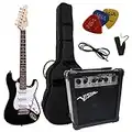 KINDER ELEKTROGITARRE - 3/4 GRÖßE - E GITARRE JUNIOR SCHWARZ - SET - VERSTÄRKER 20 WATT - 3xPLEKTRONS - TASCHE - BAND