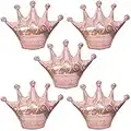 HORUIUS Rose Gold Crown Balloons Crown Shaped Foil Mylar Balloons for Baby Shower Kids' Girls Wedding Birthday Party Supplies Decorations 30 Inchs 5PCS