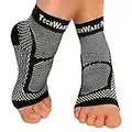 TechWare Pro Ankle Brace Compression Sleeve-Relieves Achilles Tendonitis, Joint Pain. Plantar Fasciitis Foot Sock with Arch Support Reduces Swelling & Heel Spur Pain. (Black, S/M)