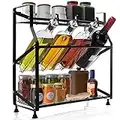 BELLE VOUS Especiero Cocina de 3 Niveles - Organizador Especias y Botes – Estante de Sobremesa Negro para la Cocina/Alacena para Colocar Hierbas y Especias – Ideal para Gabinetes, Mesas y Despensas