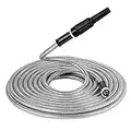 BESPORTBLE Stainless Steel Expandable Garden Hose, 25Ft Water Hose with 6 Pattern High-Pressure Spray Nozzle - Kink-Free,Lightweight,Strong Heavy Duty