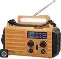 Tragbare Solar, Notfall Radio mit Kurbel, Dynamo Wetter AM/FM/SW Radio,4000mAh Wiederaufladbare Powerbank,USB-Handy-Lader,LED Taschenlampe & Leseleuchte,SOS Alarm,Kompass für Camping Ourdoor