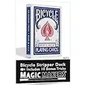 Magic Makers Bicycle Stripper Deck with 10 Bonus Tricks (Blue) - Tapered Magic Trick Deck