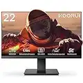 KOORUI 22 Zoll Business Computer Monitor, Desktop Gaming Monitor, FHD 1080p, 75hz, Eye Comfort, sRGB 99% Farbumfangs, (Ultradünne Blende, HDMI, VGA, Neigbar, VESA 75x75), PC Bildschirm, Schwarz