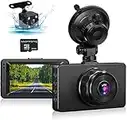 Dash Cam Front and Rear Camera, Dash Cams 1080P FHD Dash Camera 3"IPS Screen Dashboard Camera Night Vision,170°Wide Angle Loop Recording Motion Detection Parking Monitor G-Sensor Dashcam(with SD Card)