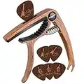 Anpro capodastre guitare ,Capo de guitare en grain de bois Avec 6 Mediators Unique , pour Guitare Acoustique et électrique, ukulélé, Mandoline et Banjo